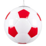 GLOBOSTAR® FOOTBALL 00646 Παιδικό Κρεμαστό Φωτιστικό Οροφής με Ντουί 1 x E27 AC 220-240V IP20 - Λευκό & Κόκκινο - Μ25 x Π25 x Υ25cm - Image 6