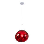 GLOBOSTAR® DIXAR 00762 Μοντέρνο Κρεμαστό Φωτιστικό Οροφής με Ντουί 1 x E27 AC 220-240V IP20 - Κόκκινο & Ασημί - Μ28 x Π28 x Υ40cm - Image 3