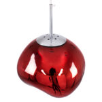 GLOBOSTAR® DIXAR 00762 Μοντέρνο Κρεμαστό Φωτιστικό Οροφής με Ντουί 1 x E27 AC 220-240V IP20 - Κόκκινο & Ασημί - Μ28 x Π28 x Υ40cm - Image 5