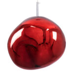 GLOBOSTAR® DIXAR 00762 Μοντέρνο Κρεμαστό Φωτιστικό Οροφής με Ντουί 1 x E27 AC 220-240V IP20 - Κόκκινο & Ασημί - Μ28 x Π28 x Υ40cm - Image 6