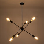 GLOBOSTAR® ZANE 00784 Μοντέρνο Φωτιστικό Οροφής με Ντουί 6 x E27 AC 220-240V IP20 - Μαύρο - Μ70 x Π70 x Υ100cm - Image 3