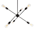 GLOBOSTAR® ZANE 00784 Μοντέρνο Φωτιστικό Οροφής με Ντουί 6 x E27 AC 220-240V IP20 - Μαύρο - Μ70 x Π70 x Υ100cm - Image 4