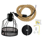 GLOBOSTAR® MASON 00881 Vintage Κρεμαστό Φωτιστικό Οροφής με Ντουί 1 x E27 AC 220-240V IP20 - Μαύρο & Μπεζ - Μ15 x Π15 x Υ24cm - Image 10