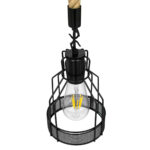 GLOBOSTAR® MASON 00881 Vintage Κρεμαστό Φωτιστικό Οροφής με Ντουί 1 x E27 AC 220-240V IP20 - Μαύρο & Μπεζ - Μ15 x Π15 x Υ24cm - Image 6