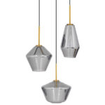 GLOBOSTAR® AMARIS 00976 Μοντέρνο Κρεμαστό Φωτιστικό Οροφής με Ντουί 3 x E27 AC 220-240V IP20 - Χρυσό & Ασημί - Μ50 x Π50 x Y30cm - Image 2