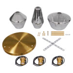 GLOBOSTAR® AMARIS 00976 Μοντέρνο Κρεμαστό Φωτιστικό Οροφής με Ντουί 3 x E27 AC 220-240V IP20 - Χρυσό & Ασημί - Μ50 x Π50 x Y30cm - Image 6