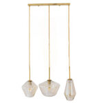 GLOBOSTAR® AMARIS 00977 Μοντέρνο Κρεμαστό Φωτιστικό Οροφής με Ντουί 3 x E27 AC 220-240V IP20 - Χρυσό & Μελί - Μ75 x Π30 x Υ30cm