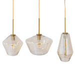 GLOBOSTAR® AMARIS 00977 Μοντέρνο Κρεμαστό Φωτιστικό Οροφής με Ντουί 3 x E27 AC 220-240V IP20 - Χρυσό & Μελί - Μ75 x Π30 x Υ30cm - Image 2