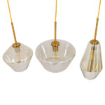 GLOBOSTAR® AMARIS 00977 Μοντέρνο Κρεμαστό Φωτιστικό Οροφής με Ντουί 3 x E27 AC 220-240V IP20 - Χρυσό & Μελί - Μ75 x Π30 x Υ30cm - Image 3