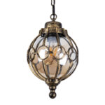 GLOBOSTAR® ETOILE 00988 Vintage Κρεμαστό Φωτιστικό Οροφής με Ντουί 1 x E27 AC 220-240V IP20 - Μπρούτζινο Εφέ Σκουριάς & Μελί - Μ18 x Π18 x Y27cm