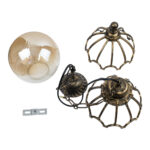 GLOBOSTAR® ETOILE 00988 Vintage Κρεμαστό Φωτιστικό Οροφής με Ντουί 1 x E27 AC 220-240V IP20 - Μπρούτζινο Εφέ Σκουριάς & Μελί - Μ18 x Π18 x Y27cm - Image 11