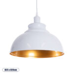 GLOBOSTAR® ANDY 00999 Μοντέρνο Κρεμαστό Φωτιστικό Οροφής με Ντουί 1 x E27 AC 220-240V IP20 - Λευκό & Χρυσό - Μ35 x Π35 x Υ28cm