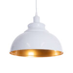 GLOBOSTAR® ANDY 00999 Μοντέρνο Κρεμαστό Φωτιστικό Οροφής με Ντουί 1 x E27 AC 220-240V IP20 - Λευκό & Χρυσό - Μ35 x Π35 x Υ28cm - Image 2