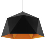 GLOBOSTAR® HEXAGON 01195 Μοντέρνο Κρεμαστό Φωτιστικό Οροφής με Ντουί 1 x E27 AC 220-240V IP20 - Μαύρο & Χρυσό - Μ46 x Π46 x Υ25cm