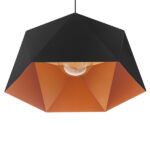 GLOBOSTAR® HEXAGON 01195 Μοντέρνο Κρεμαστό Φωτιστικό Οροφής με Ντουί 1 x E27 AC 220-240V IP20 - Μαύρο & Χρυσό - Μ46 x Π46 x Υ25cm - Image 6