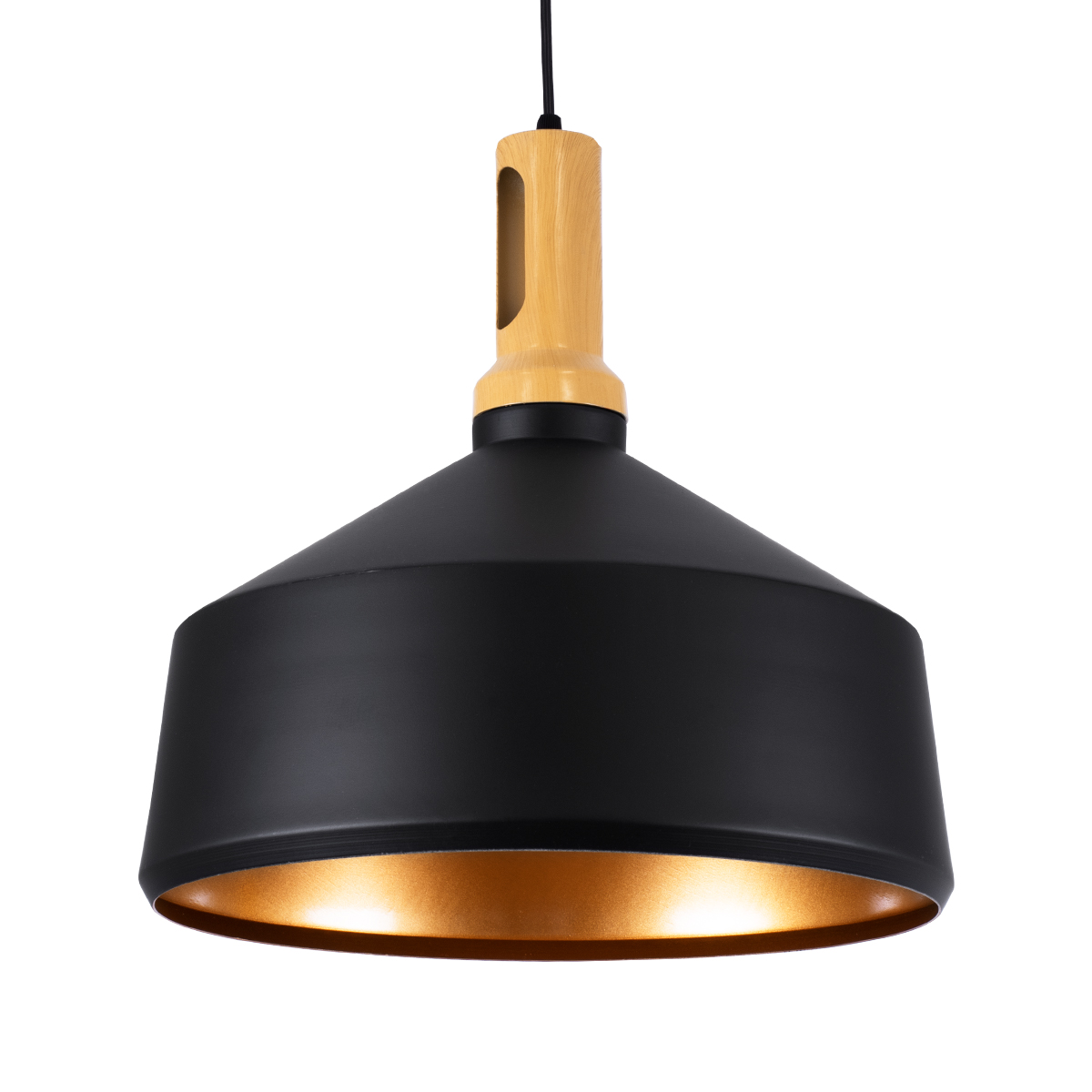 01334_0_b GLOBOSTAR® CALYPSO 01334-B Μοντέρνο Κρεμαστό Φωτιστικό Οροφής με Ντουί 1 x E27 AC 220-240V IP20 - Μαύρο & Μπρούτζινο - Μ36 x Π36 x Υ35cm - Image 1