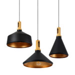 GLOBOSTAR® CALYPSO 01334 Μοντέρνο Κρεμαστό Φωτιστικό Οροφής με Ντουί 3 x E27 AC 220-240V IP20 - Μαύρο & Μπρούτζινο - Μ110 x Π110 x Υ35cm - Σετ 3 Τεμαχίων - Image 8