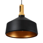 GLOBOSTAR® CALYPSO 01334-B Μοντέρνο Κρεμαστό Φωτιστικό Οροφής με Ντουί 1 x E27 AC 220-240V IP20 - Μαύρο & Μπρούτζινο - Μ36 x Π36 x Υ35cm - Image 6