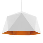 GLOBOSTAR® HEXAGON 01378 Μοντέρνο Κρεμαστό Φωτιστικό Οροφής με Ντουί 1 x E27 AC 220-240V IP20 - Λευκό & Χρυσό - Μ46 x Π46 x Y25cm