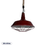 GLOBOSTAR® CRANE 01410 Vintage Κρεμαστό Φωτιστικό Οροφής με Ντουί 1 x E27 AC 220-240V IP20 - Κόκκινο & Μπεζ - Μ36 x Π36 x Υ31cm