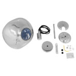 GLOBOSTAR® DIXAR 01464 Μοντέρνο Κρεμαστό Φωτιστικό Οροφής με Ντουί 1 x E27 AC 220-240V IP20 - Γκρι & Ασημί - Μ36 x Π36 x Υ45cm - Image 7