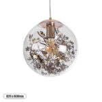 GLOBOSTAR® HARPER 01511 Μοντέρνο Κρεμαστό Φωτιστικό Οροφής με Ντουί 1 x E27 AC 220-240V IP20 - Διάφανο & Χάλκινο - Μ25 x Π25 x Υ30cm