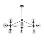 GLOBOSTAR® SENTINEL 01636 Μοντέρνο Φωτιστικό Οροφής με Ντουί 10 x E27 AC 220-240V IP20 - Μαύρο & Διάφανο - Μ105 x Π80 x Υ90cm - Image 2