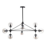 GLOBOSTAR® SENTINEL 01636 Μοντέρνο Φωτιστικό Οροφής με Ντουί 10 x E27 AC 220-240V IP20 - Μαύρο & Διάφανο - Μ105 x Π80 x Υ90cm - Image 4