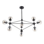 GLOBOSTAR® SENTINEL 01636 Μοντέρνο Φωτιστικό Οροφής με Ντουί 10 x E27 AC 220-240V IP20 - Μαύρο & Διάφανο - Μ105 x Π80 x Υ90cm - Image 5