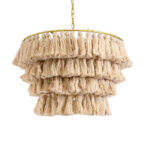 GLOBOSTAR® MISSOULA 02088 Boho Κρεμαστό Φωτιστικό Οροφής με Ντουί 1 x E27 AC 220-240V IP20 - Μπεζ & Χρυσό - Μ60 x Π60 x Υ40cm - Image 2