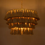 GLOBOSTAR® MISSOULA 02088 Boho Κρεμαστό Φωτιστικό Οροφής με Ντουί 1 x E27 AC 220-240V IP20 - Μπεζ & Χρυσό - Μ60 x Π60 x Υ40cm - Image 3