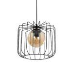 GLOBOSTAR® FLAMIA 201-0099 Vintage Κρεμαστό Φωτιστικό Οροφής με Ντουί 1 x E27 AC 220-240V IP20 - Μαύρο & Μελί - Μ31 x Π31 x Υ29cm - Image 2