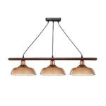 GLOBOSTAR® LOAN 203-0289 Μοντέρνο Κρεμαστό Φωτιστικό Οροφής με Ντουί 3 x E27 AC 220-240V IP20 - Καφέ & Μπρονζέ -  Μ89 x Π25.5 x Υ19cm - Image 2