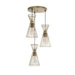 GLOBOSTAR® FLIXIO 201-0126 Vintage Κρεμαστό Φωτιστικό Οροφής με Ντουί 3 x E27 AC 220-240V IP20 - Χρυσό - Μ40 x Π40 x Υ70cm - Image 2