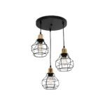 GLOBOSTAR® NOVARAY 201-0083 Vintage Κρεμαστό Φωτιστικό Οροφής με Ντουί 3 x E27 AC 220-240V IP20 - Μαύρο & Χρυσό - Μ40 x Π40 x Υ50cm - Image 2