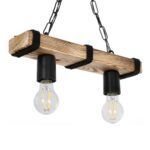 GLOBOSTAR® GLISTER 201-0002 Vintage Κρεμαστό Φωτιστικό Οροφής με Ντουί 2 x E27 AC 220-240V IP20 - Μπεζ & Μαύρο - Μ38 x Π9 x Υ10cm