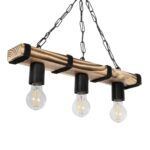 GLOBOSTAR® GLISTER 201-0003 Vintage Κρεμαστό Φωτιστικό Οροφής με Ντουί 3 x E27 AC 220-240V IP20 - Μπεζ & Μαύρο - Μ50 x Π9 x Υ10cm