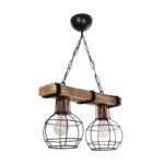 GLOBOSTAR® STARLO 201-0005 Vintage Κρεμαστό Φωτιστικό Οροφής με Ντουί 2 x E27 AC 220-240V IP20 - Μπεζ & Μαύρο - Μ38 x Π16 x Υ23cm - Image 4