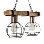 GLOBOSTAR® STARLO 201-0005 Vintage Κρεμαστό Φωτιστικό Οροφής με Ντουί 2 x E27 AC 220-240V IP20 - Μπεζ & Μαύρο - Μ38 x Π16 x Υ23cm - Image 5