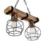 GLOBOSTAR® STARLO 201-0005 Vintage Κρεμαστό Φωτιστικό Οροφής με Ντουί 2 x E27 AC 220-240V IP20 - Μπεζ & Μαύρο - Μ38 x Π16 x Υ23cm - Image 6