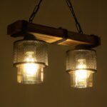 GLOBOSTAR® GLORA 201-0008 Vintage Κρεμαστό Φωτιστικό Οροφής με Ντουί 2 x E27 AC 220-240V IP20 - Μπεζ & Μαύρο - Μ38 x Π12 x Υ21cm - Image 3