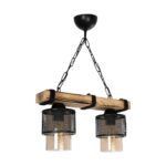 GLOBOSTAR® GLORA 201-0008 Vintage Κρεμαστό Φωτιστικό Οροφής με Ντουί 2 x E27 AC 220-240V IP20 - Μπεζ & Μαύρο - Μ38 x Π12 x Υ21cm - Image 4