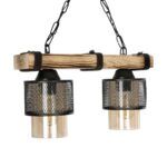 GLOBOSTAR® GLORA 201-0008 Vintage Κρεμαστό Φωτιστικό Οροφής με Ντουί 2 x E27 AC 220-240V IP20 - Μπεζ & Μαύρο - Μ38 x Π12 x Υ21cm - Image 5