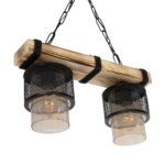 GLOBOSTAR® GLORA 201-0008 Vintage Κρεμαστό Φωτιστικό Οροφής με Ντουί 2 x E27 AC 220-240V IP20 - Μπεζ & Μαύρο - Μ38 x Π12 x Υ21cm - Image 6