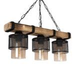 GLOBOSTAR® GLORA 201-0009 Vintage Κρεμαστό Φωτιστικό Οροφής με Ντουί 3 x E27 AC 220-240V IP20 - Μπεζ & Μαύρο - Μ50 x Π12 x Υ21cm