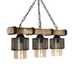 GLOBOSTAR® GLORA 201-0009 Vintage Κρεμαστό Φωτιστικό Οροφής με Ντουί 3 x E27 AC 220-240V IP20 - Μπεζ & Μαύρο - Μ50 x Π12 x Υ21cm - Image 5