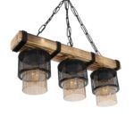 GLOBOSTAR® GLORA 201-0009 Vintage Κρεμαστό Φωτιστικό Οροφής με Ντουί 3 x E27 AC 220-240V IP20 - Μπεζ & Μαύρο - Μ50 x Π12 x Υ21cm - Image 6