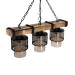 GLOBOSTAR® GLORA 201-0009 Vintage Κρεμαστό Φωτιστικό Οροφής με Ντουί 3 x E27 AC 220-240V IP20 - Μπεζ & Μαύρο - Μ50 x Π12 x Υ21cm - Image 7