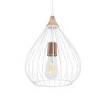 GLOBOSTAR® RADIARO 201-0014 Vintage Κρεμαστό Φωτιστικό Οροφής με Ντουί 1 x E27 AC 220-240V IP20 - Λευκό & Χάλκινο - Μ26 x Π26 x Υ35cm