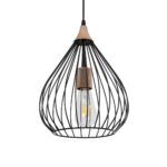 GLOBOSTAR® RADIARO 201-0015 Vintage Κρεμαστό Φωτιστικό Οροφής με Ντουί 1 x E27 AC 220-240V IP20 - Μαύρο & Χάλκινο - Μ26 x Π26 x Υ35cm